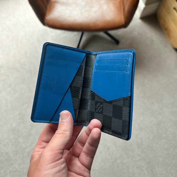 Louis Vuitton Black and Blue Checkered Card Holder
